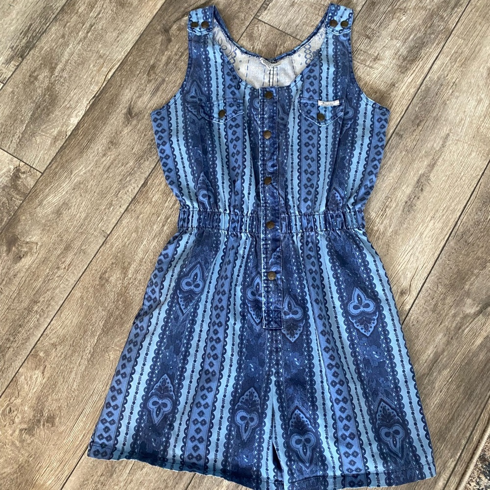 Vintage size XLARGE romper blue retro
